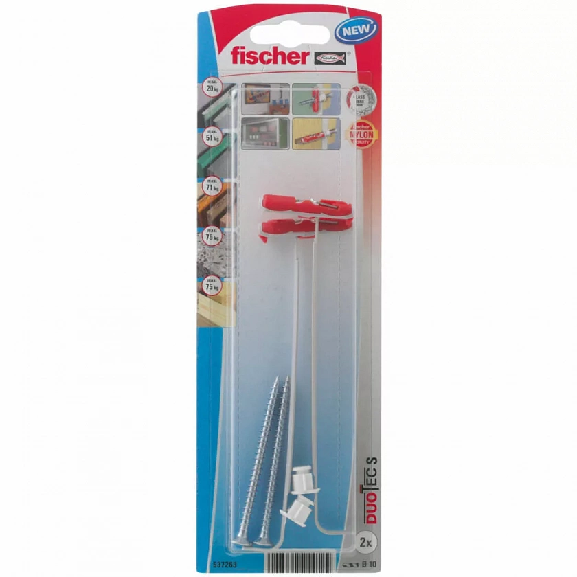 Дюбель самоустанавливающийся fischer DuoTec S K NV с шурупом с потайной головкой, 10x50/5x60 мм