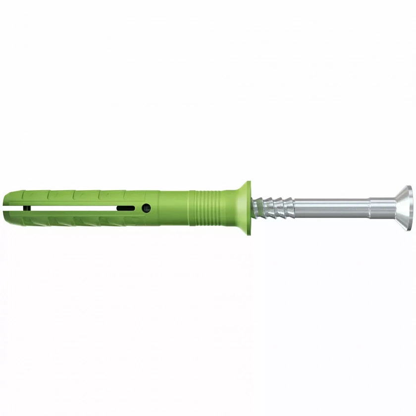 Дюбель-гвоздь fischer N S Green с потайным бортиком и шурупом ЭКО, 8x80/40 мм