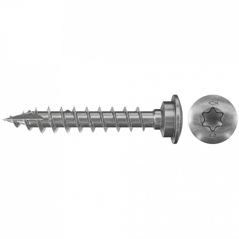 Шуруп полукруглый fischer FJS-LT A2F c подголовником для крепления стоек шлиц TX, 7х40 мм