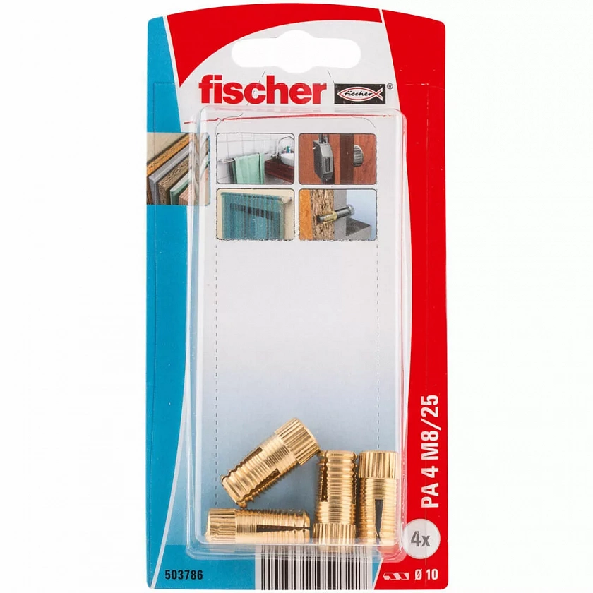 Дюбель латунный fischer PA4 для тонких плит, M8 10x25 мм