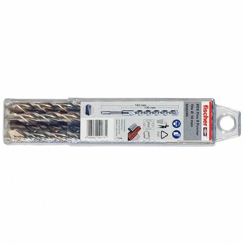 Бур для перфоратора fischer SDS Plus II QP с 2-мя режущими кромками, 10x100/160 мм (10 шт.)